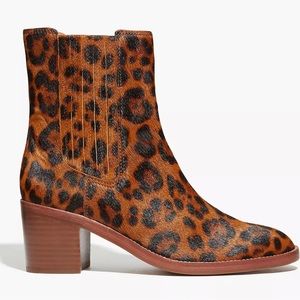 Madewell The Autumn High Chelsea Boot in Leopard Calf Hair- New
